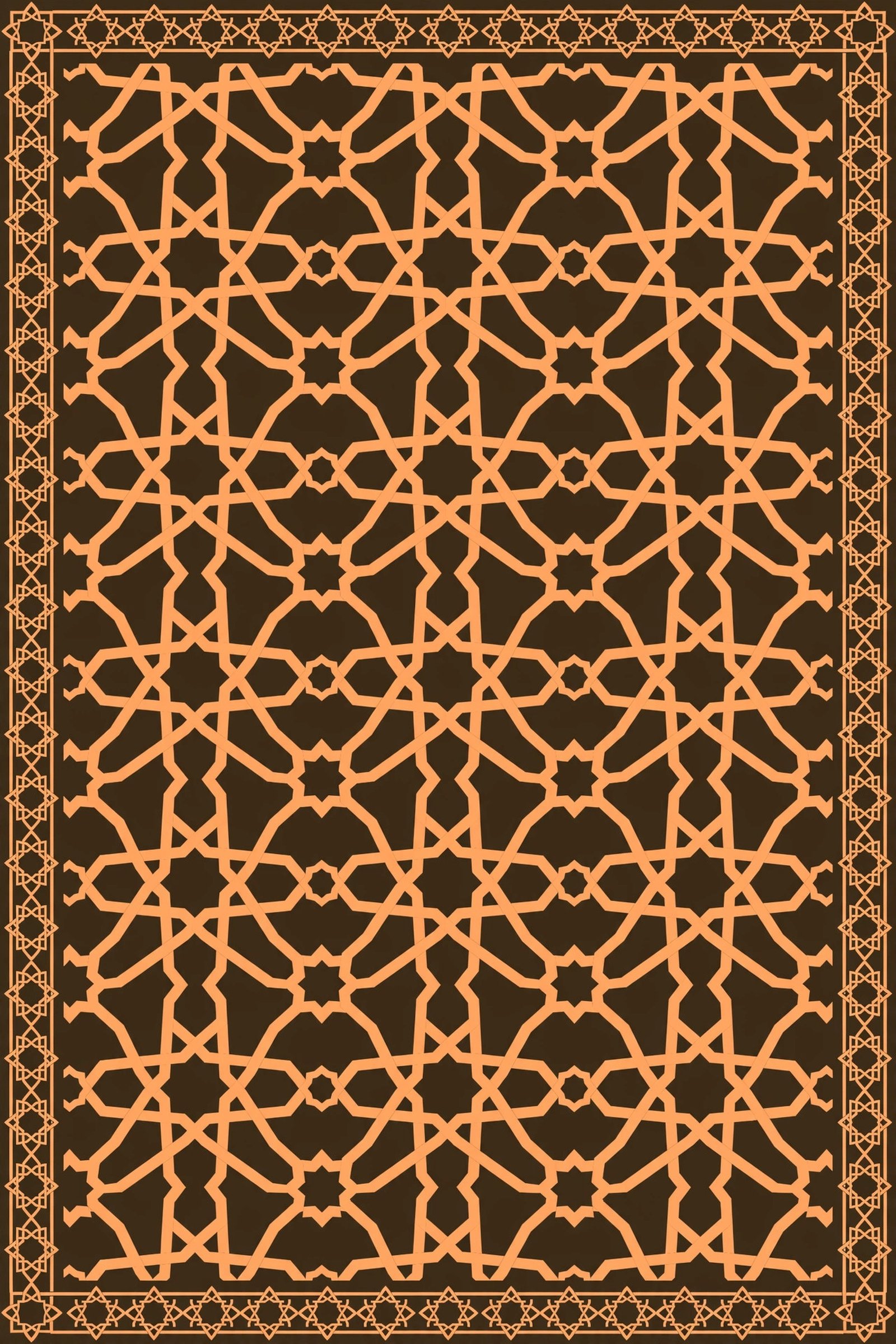  "Copper geometric border bands on a dark bronze background"